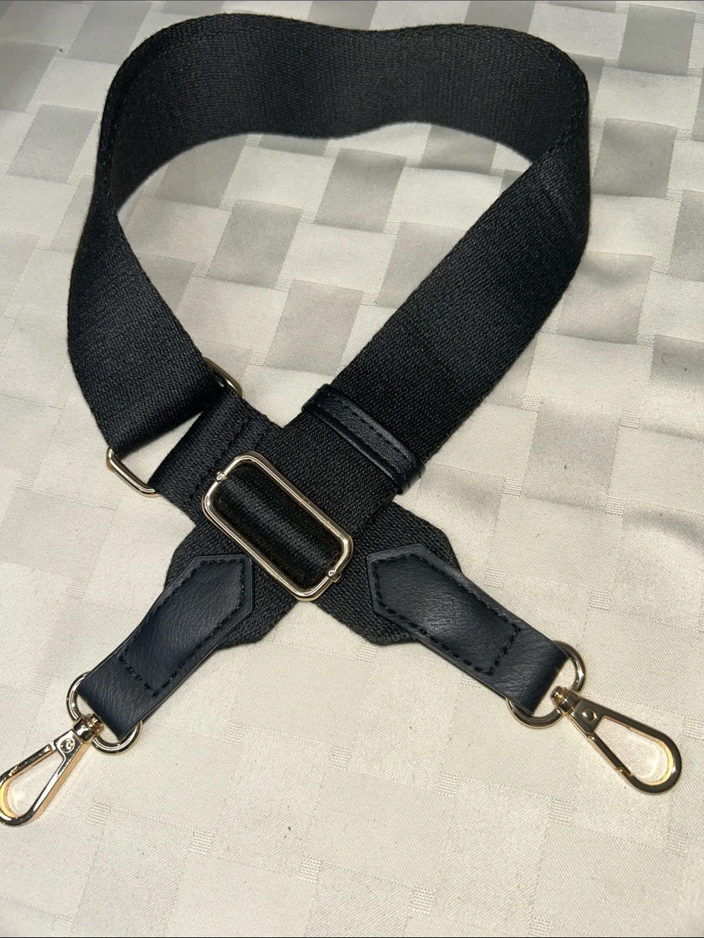 Black Wide Adjustable Strap with Gold Hardware